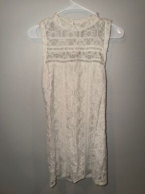lace trim swing dress Unique Vintage Ivory Diamond Cable Swing Dress